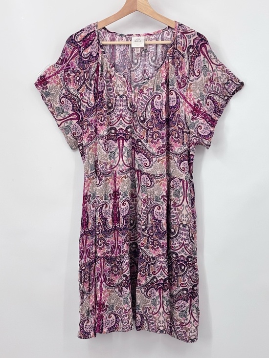 Knox Rose Dresses & Skirts - Knox Rose Paisley Babydoll Dress XXL Purple Red Multi Tiered Mini Boho 2XL
